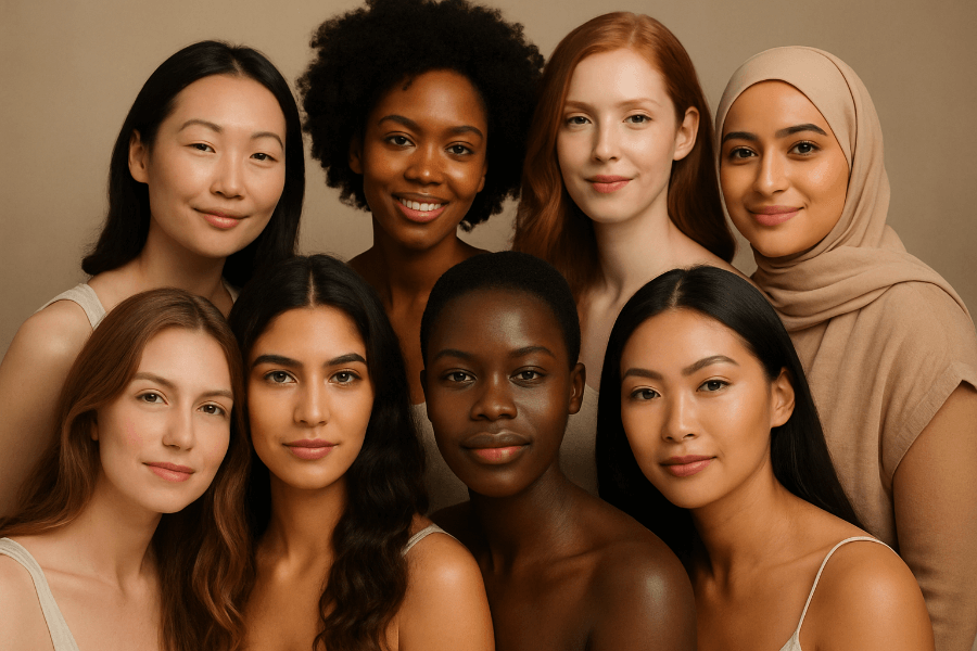 Diverse women of many colours on Treasure9 homepage website